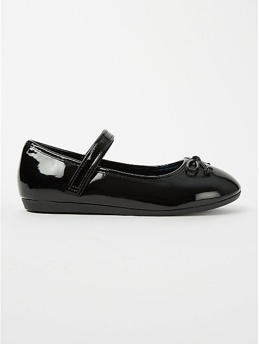 Girls Black Patent Ballerina Shoes - Diaper Yard Gh