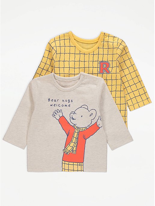 Rupert Bear Character Print Long Sleeve Tops 2 Pack 0-3m - Diaper Yard Gh