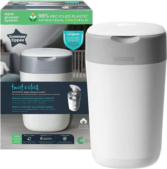 Tommee Tippee Twist and Click Advanced Nappy Bin, Includes 1x Refill Cassette