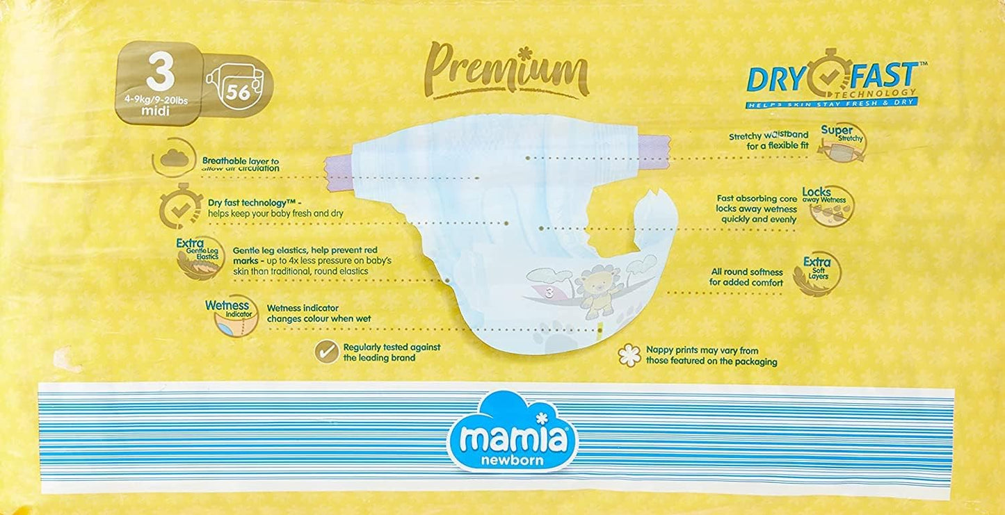 Baby Diapers- Mamia Premium Diapers Size 3 Pack - Diaper Yard Gh