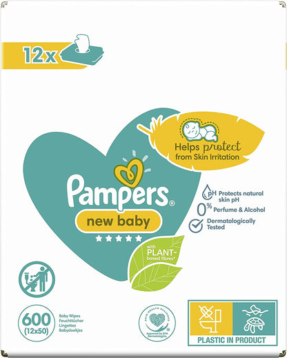 Pampers Wipes New Baby 12×50 Wipes - Diaper Yard Gh
