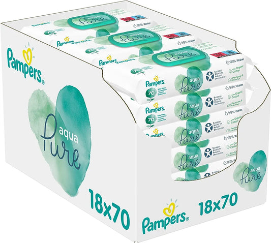 Pampers Aqua Pure Baby Wipes - 18 Pack Box - Diaper Yard Gh