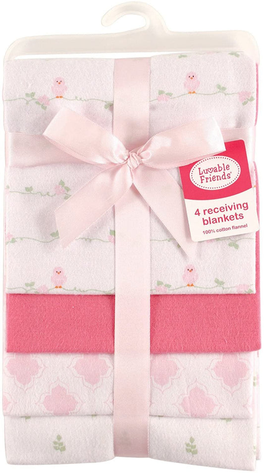 Luvable Friends Unisex Baby Cotton Flannel Receiving Blankets, Bird, One Size