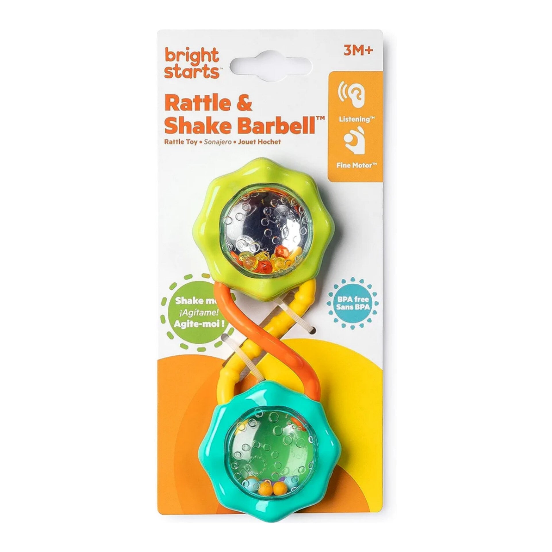 Bright Starts Rattle and Shake Barbell Toy - 3 Months + - Diaper Yard Gh