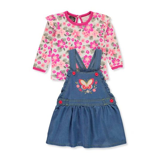 My Destiny Baby Girls' 2-Piece Skirtalls Set Outfit Medium Wash - Diaper Yard Gh