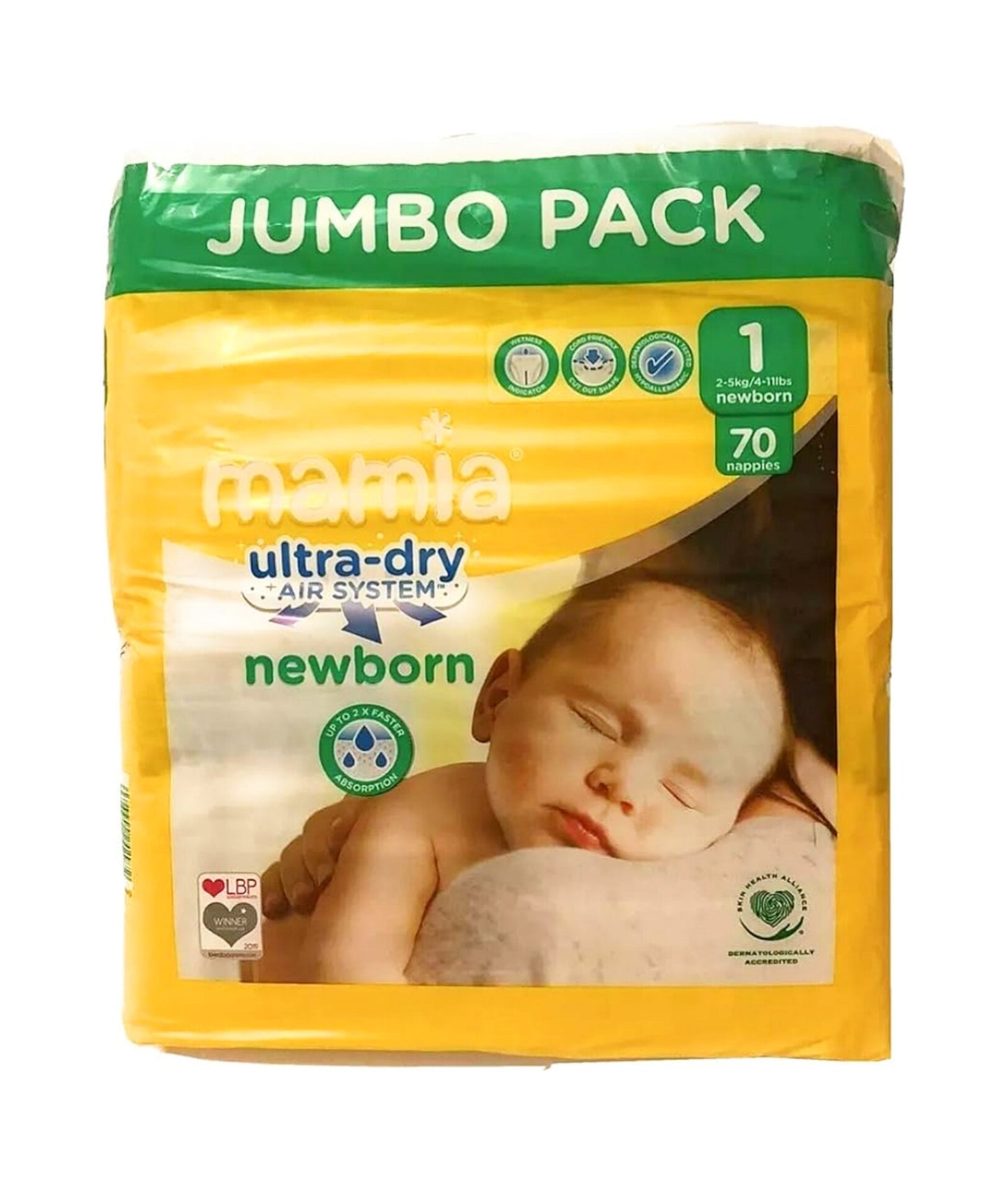 Baby Diapers- Mamia Newborn Diapers Size 1 Jumbo Pack - Diaper Yard Gh