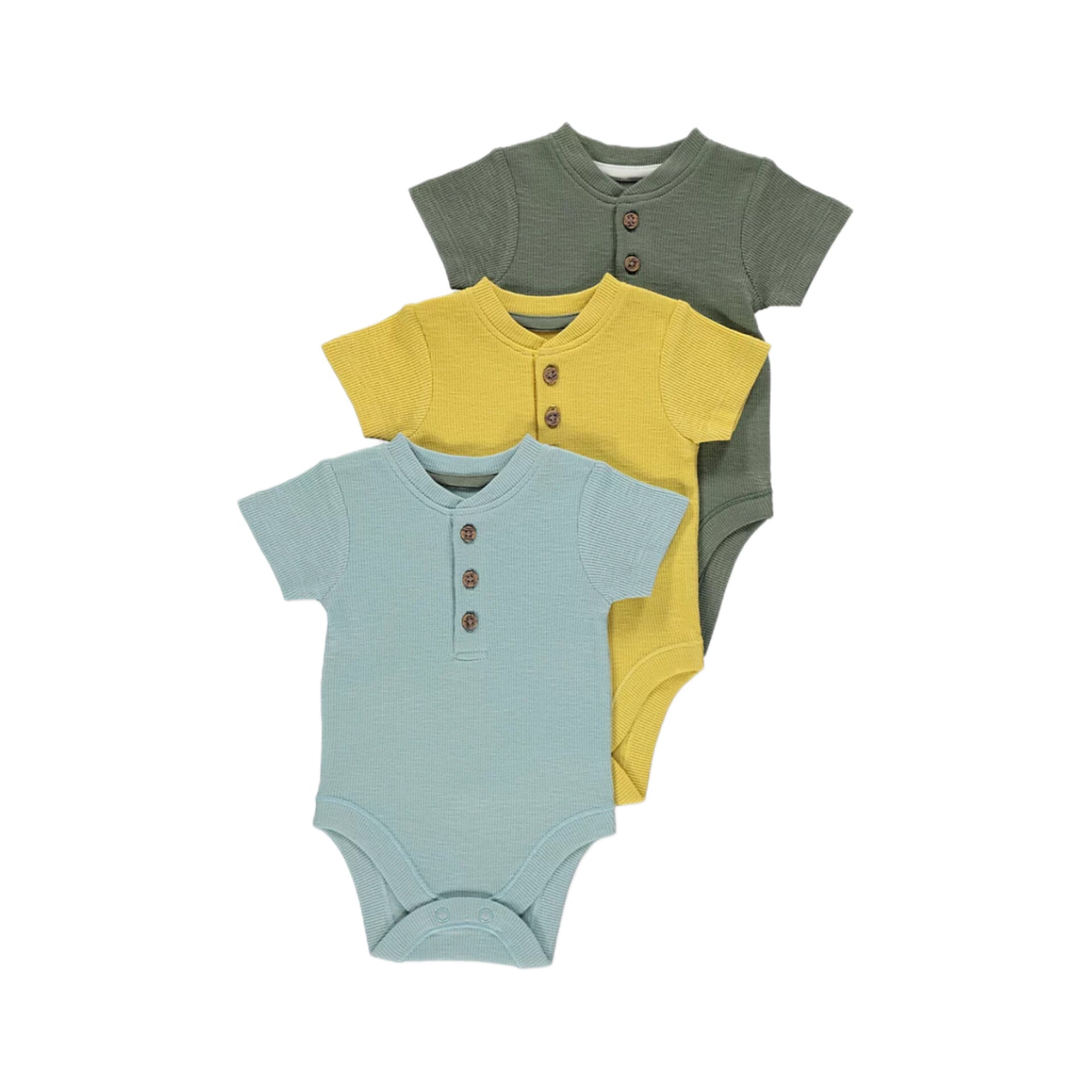 Ribbed Button Bodysuits 3 Pack - Diaper Yard Gh