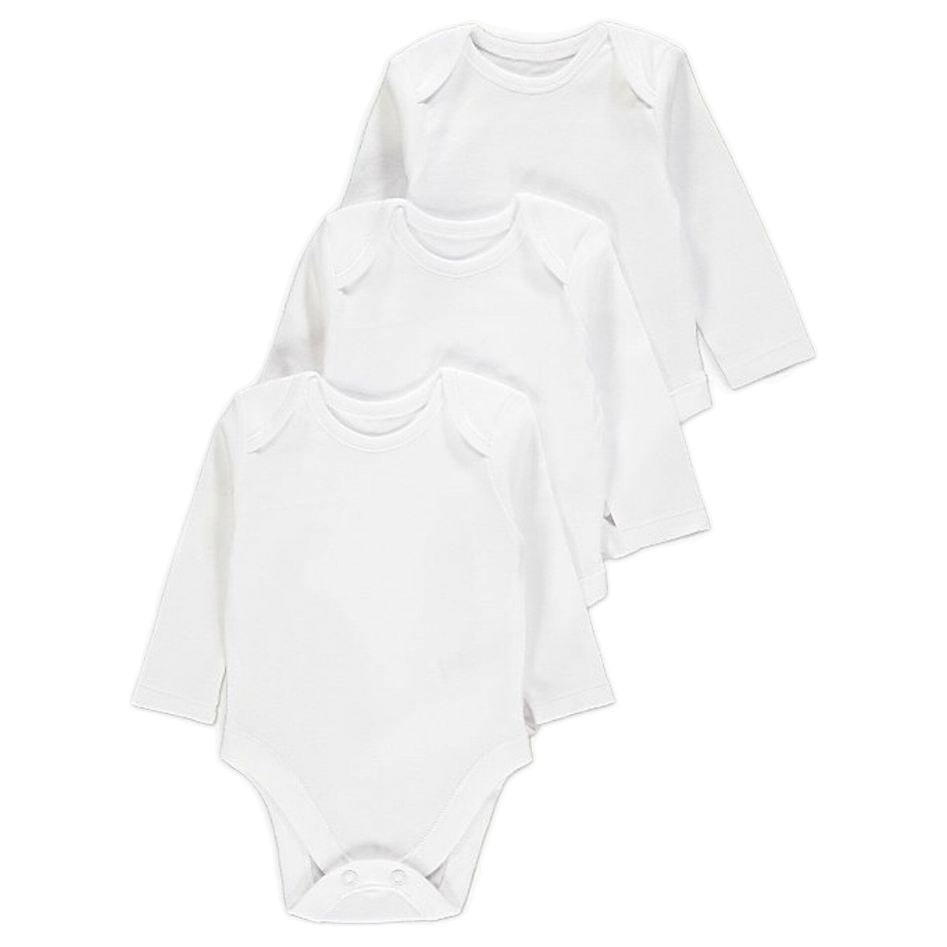 White Long Sleeve Bodysuits 3 Pack - Diaper Yard Gh