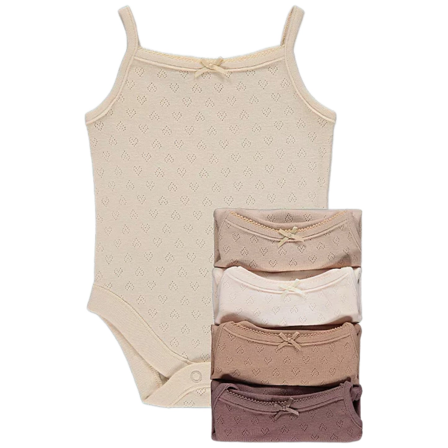 0-3m Brown Pointelle Sleeveless Bodysuits 5 Pack - Diaper Yard Gh