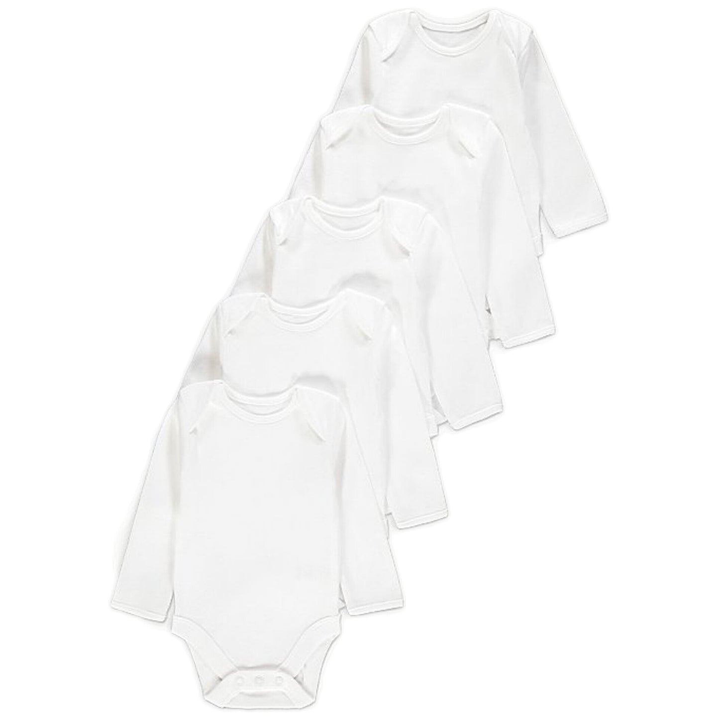 3-6m White Long Sleeve Bodysuits 5 Pack - Diaper Yard Gh