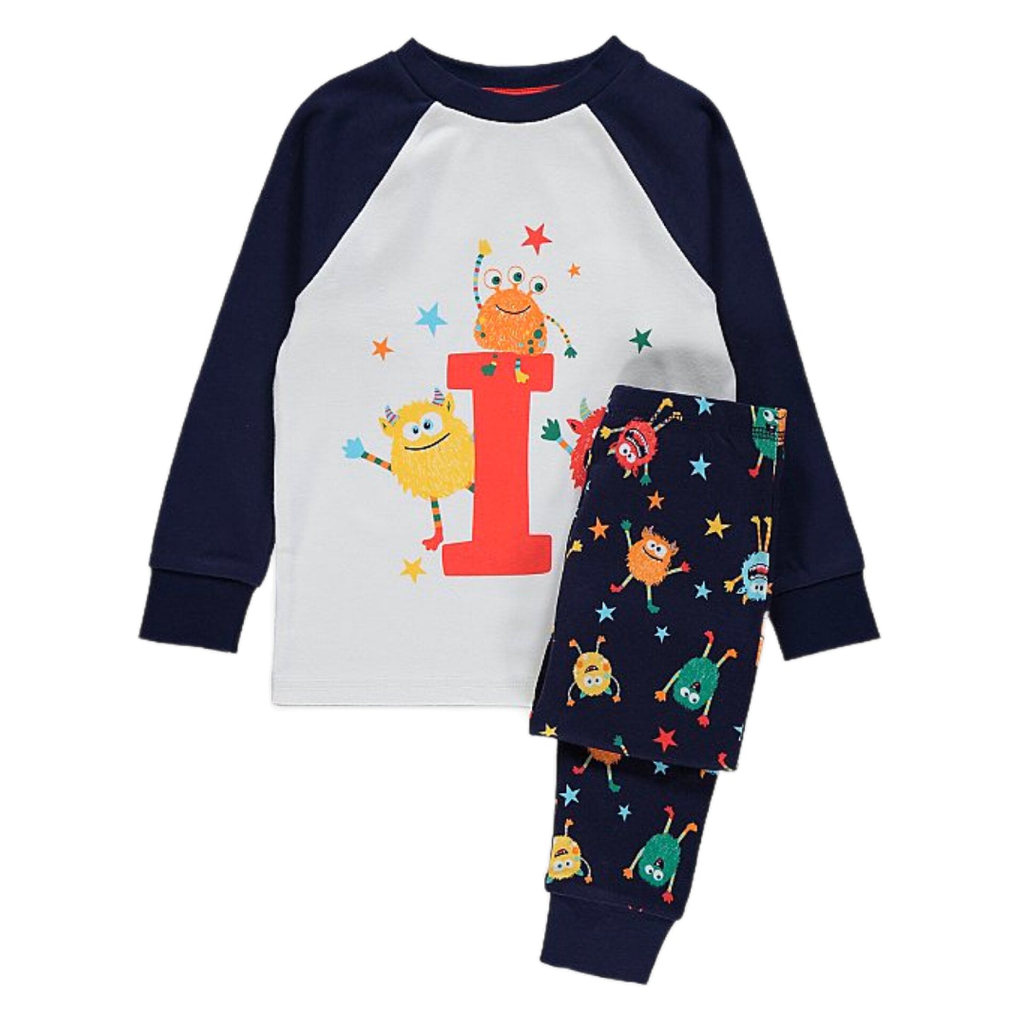 Navy Monster Letter I Alphabet Pyjamas 2-3 Yrs - Diaper Yard Gh