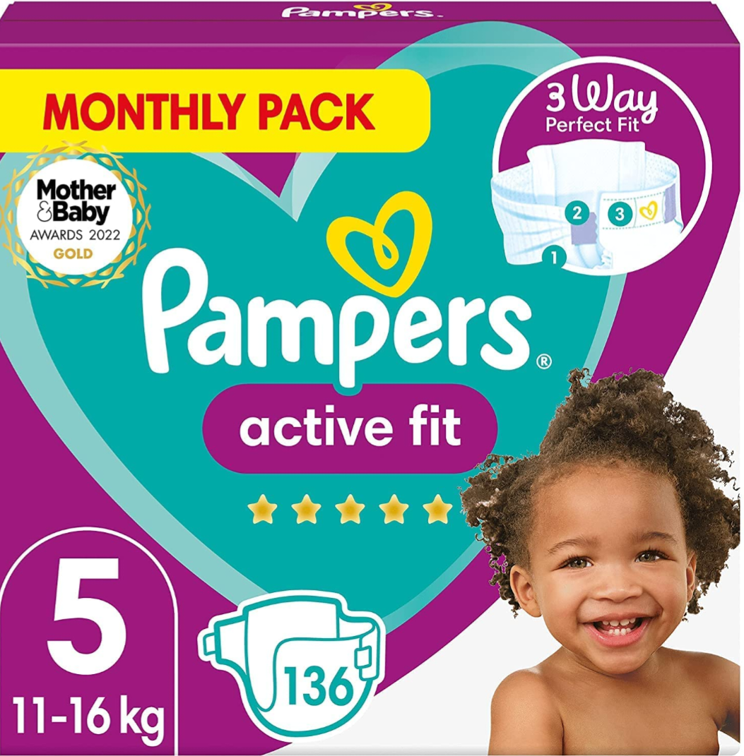 Pampers Active Fit Diapers Monthly Box Size 5 - Diaper Yard Gh