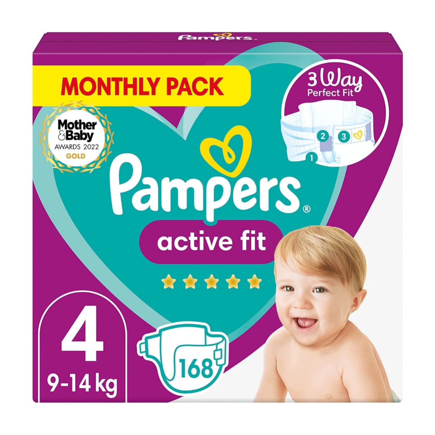 Pampers Active Fit Diapers Monthly Box Size 4 - Diaper Yard Gh