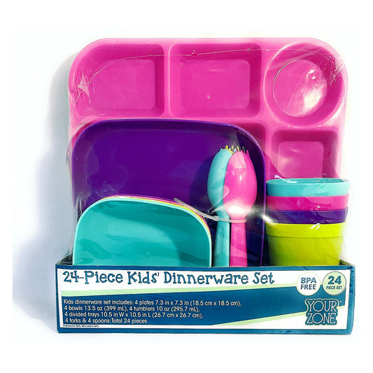 Your Zone 24pc Kids Dinnerware Set - Diaper Yard Gh