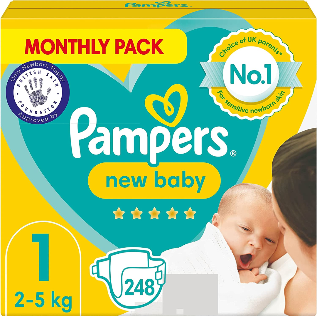 Pampers New Baby Diapers  Monthly Box Size 1 - Diaper Yard Gh