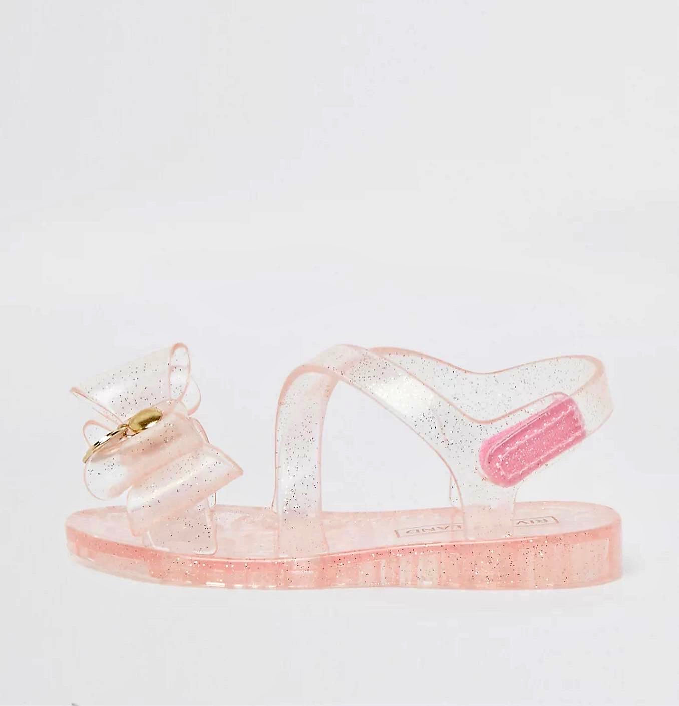 River Island Mini Girls Pink Bow Jelly Sandals UK 3jnr - Diaper Yard Gh