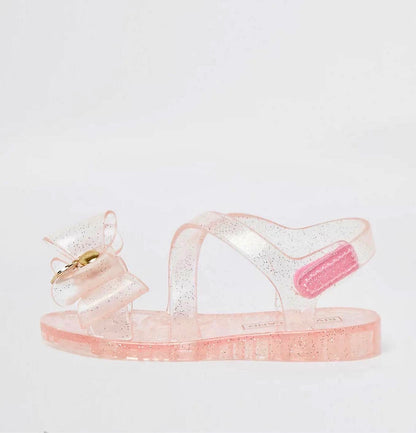 River Island Mini Girls Pink Bow Jelly Sandals UK 3jnr - Diaper Yard Gh