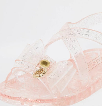 River Island Mini Girls Pink Bow Jelly Sandals UK 3jnr - Diaper Yard Gh