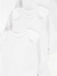 White Long Sleeve Bodysuits 3 Pack - Diaper Yard Gh