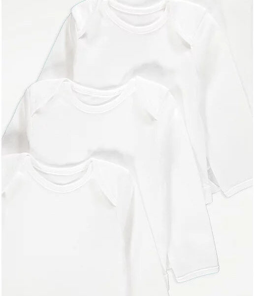 3-6m White Long Sleeve Bodysuits 5 Pack - Diaper Yard Gh