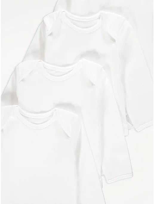 3-6m White Long Sleeve Bodysuits 5 Pack - Diaper Yard Gh