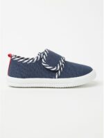 Navy Striped Trim Canvas Pumps - Diaper Yard Gh