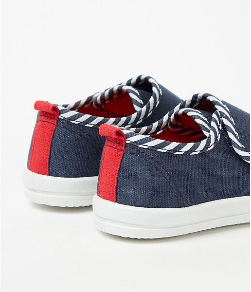 Navy Striped Trim Canvas Pumps - Diaper Yard Gh