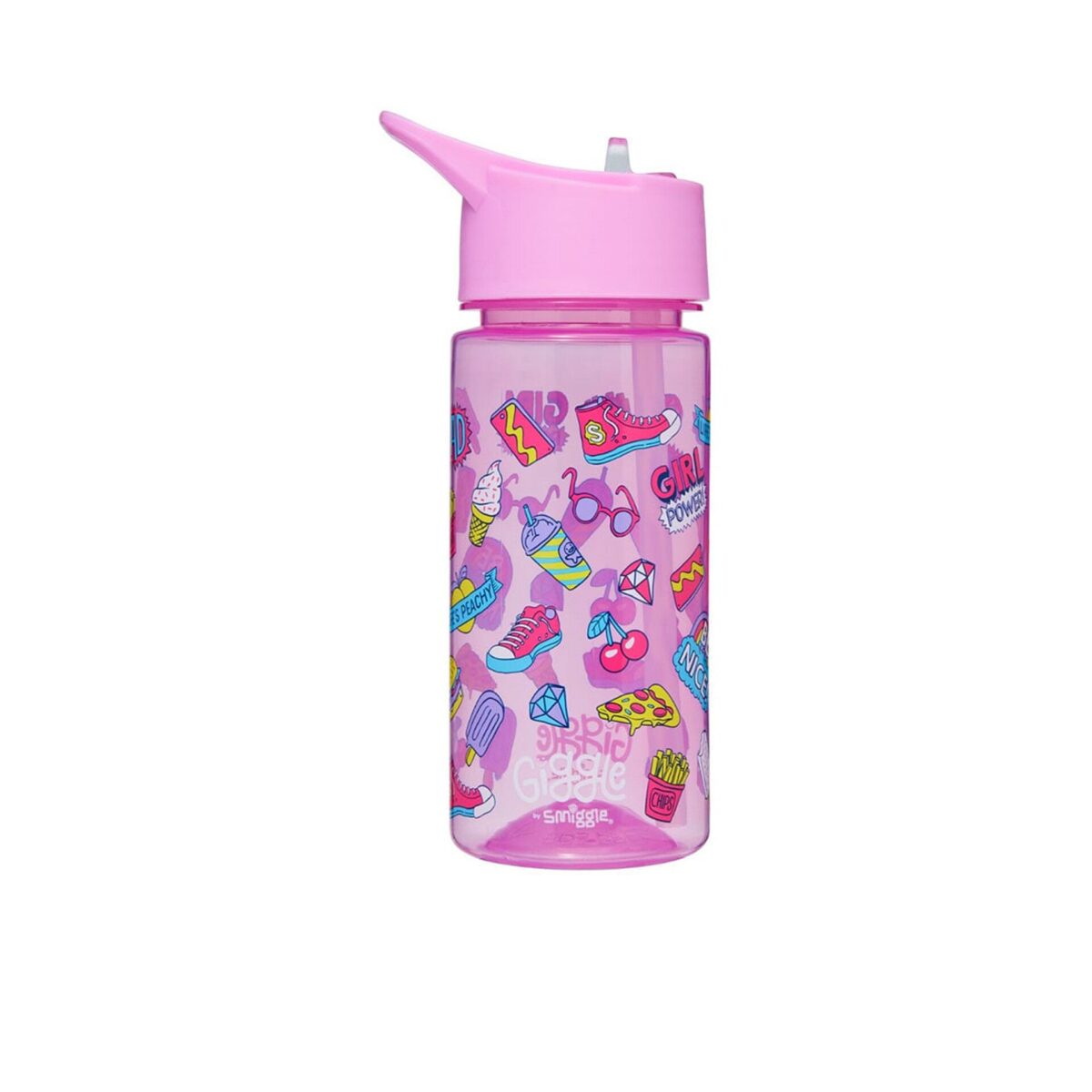 Giggle By Smiggle Plastic Drink Bottle 450ml - Pink - Diaper Yard Gh