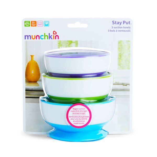 Munchkin Stay Put Suction Bowl, 3 Pack - Diaper Yard Gh