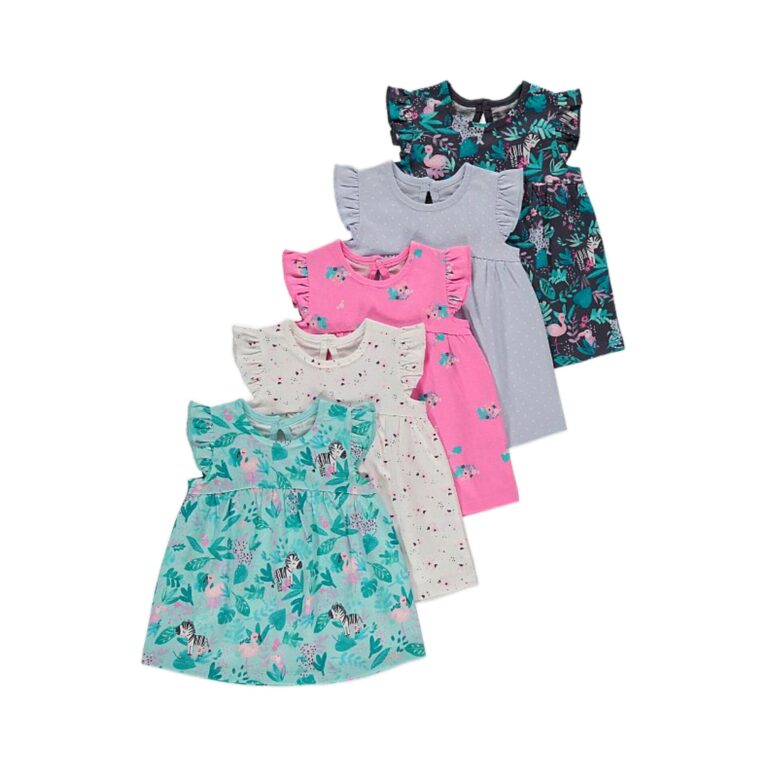 Tropical Leaf Print Dresses 5 pack 9-12m - Diaper Yard Gh