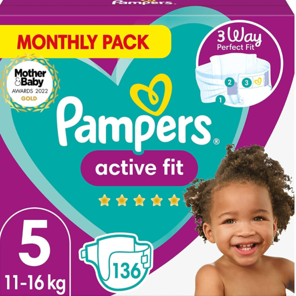 Pampers Active Fit Diapers Monthly Box Size 5 - Diaper Yard Gh