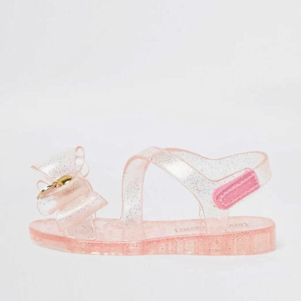 River Island Mini Girls Pink Bow Jelly Sandals UK 3jnr - Diaper Yard Gh